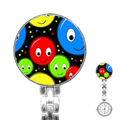 Smiley Faces Pattern Stainless Steel Nurses Watch by Valentinaart