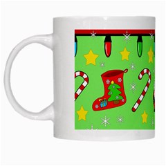 Christmas Pattern - Green And Red White Mugs by Valentinaart