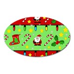 Christmas pattern - green and red Oval Magnet Front