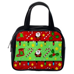 Christmas Pattern - Green And Red Classic Handbags (one Side) by Valentinaart