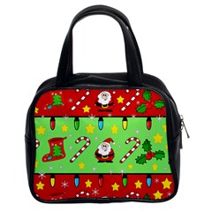 Christmas Pattern - Green And Red Classic Handbags (2 Sides) by Valentinaart