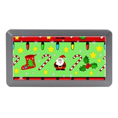 Christmas Pattern - Green And Red Memory Card Reader (mini) by Valentinaart