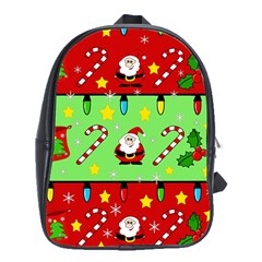 Christmas Pattern - Green And Red School Bags (xl)  by Valentinaart