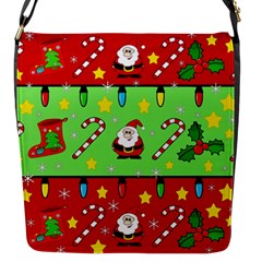 Christmas Pattern - Green And Red Flap Messenger Bag (s) by Valentinaart