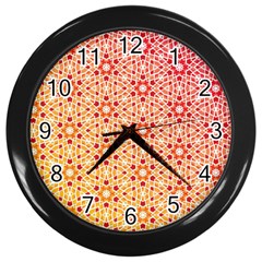 Orange Ombre Mosaic Pattern Wall Clocks (black)