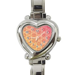 Orange Ombre Mosaic Pattern Heart Italian Charm Watch by TanyaDraws