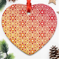 Orange Ombre Mosaic Pattern Heart Ornament (2 Sides) by TanyaDraws