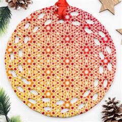 Orange Ombre Mosaic Pattern Ornament (round Filigree)  by TanyaDraws