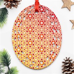 Orange Ombre Mosaic Pattern Oval Filigree Ornament (2-side)  by TanyaDraws