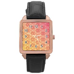 Orange Ombre Mosaic Pattern Rose Gold Leather Watch  by TanyaDraws