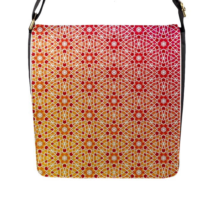 Orange Ombre Mosaic Pattern Flap Messenger Bag (L) 