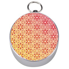 Orange Ombre Mosaic Pattern Silver Compasses