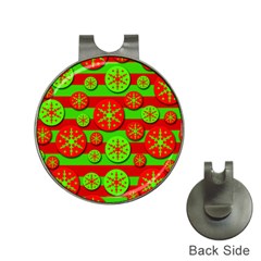 Snowflake Red And Green Pattern Hat Clips With Golf Markers by Valentinaart