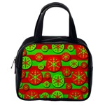 Snowflake red and green pattern Classic Handbags (2 Sides) Back