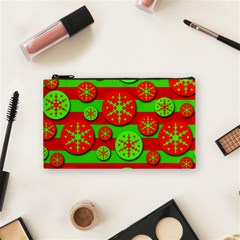 Snowflake Red And Green Pattern Cosmetic Bag (small)  by Valentinaart