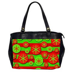 Snowflake Red And Green Pattern Office Handbags (2 Sides)  by Valentinaart