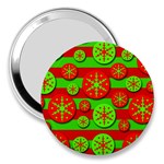 Snowflake red and green pattern 3  Handbag Mirrors Front