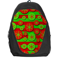 Snowflake Red And Green Pattern Backpack Bag by Valentinaart