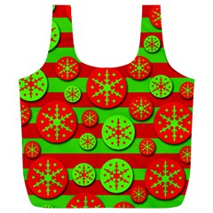 Snowflake Red And Green Pattern Full Print Recycle Bags (l)  by Valentinaart