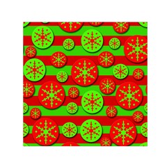 Snowflake Red And Green Pattern Small Satin Scarf (square) by Valentinaart