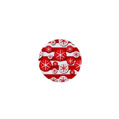 Snowflake Red And White Pattern 1  Mini Magnets