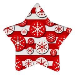 Snowflake Red And White Pattern Ornament (star)  by Valentinaart