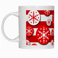 Snowflake Red And White Pattern White Mugs by Valentinaart