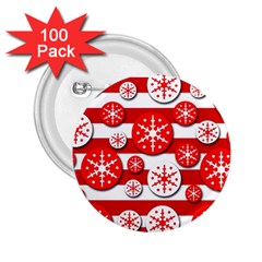 Snowflake Red And White Pattern 2 25  Buttons (100 Pack)  by Valentinaart