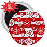 Snowflake red and white pattern 3  Magnets (10 pack)  Front