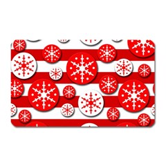 Snowflake Red And White Pattern Magnet (rectangular) by Valentinaart