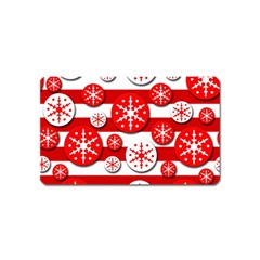 Snowflake Red And White Pattern Magnet (name Card) by Valentinaart