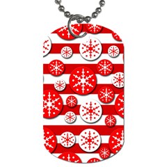 Snowflake Red And White Pattern Dog Tag (one Side) by Valentinaart