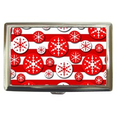 Snowflake Red And White Pattern Cigarette Money Cases by Valentinaart