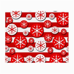 Snowflake Red And White Pattern Small Glasses Cloth by Valentinaart