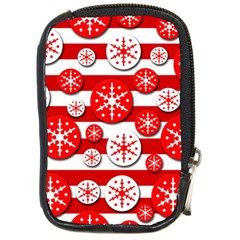 Snowflake Red And White Pattern Compact Camera Cases by Valentinaart