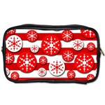 Snowflake red and white pattern Toiletries Bags Front