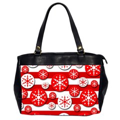 Snowflake Red And White Pattern Office Handbags (2 Sides)  by Valentinaart