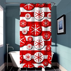 Snowflake Red And White Pattern Shower Curtain 36  X 72  (stall)  by Valentinaart