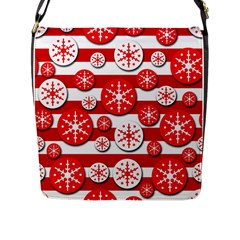 Snowflake Red And White Pattern Flap Messenger Bag (l)  by Valentinaart