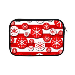 Snowflake Red And White Pattern Apple Ipad Mini Zipper Cases by Valentinaart