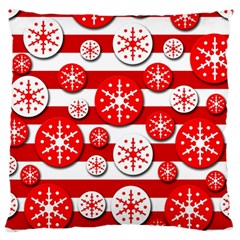 Snowflake Red And White Pattern Large Flano Cushion Case (two Sides) by Valentinaart