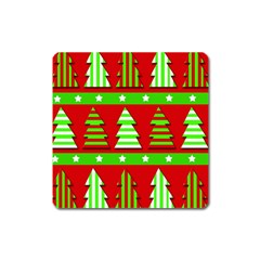 Christmas Trees Pattern Square Magnet by Valentinaart