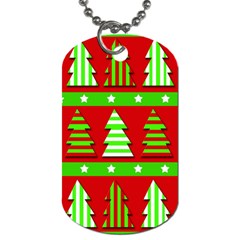 Christmas Trees Pattern Dog Tag (two Sides) by Valentinaart