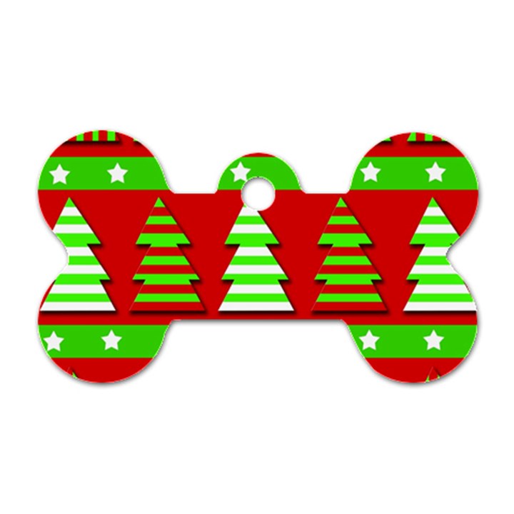 Christmas trees pattern Dog Tag Bone (Two Sides)