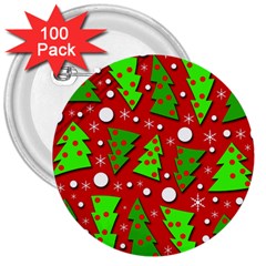 Twisted Christmas Trees 3  Buttons (100 Pack)  by Valentinaart