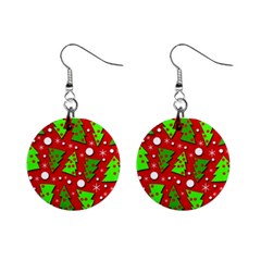 Twisted Christmas Trees Mini Button Earrings by Valentinaart