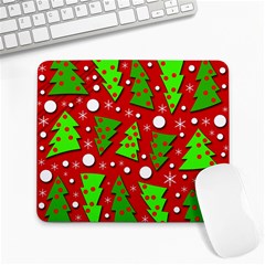 Twisted Christmas Trees Large Mousepads by Valentinaart