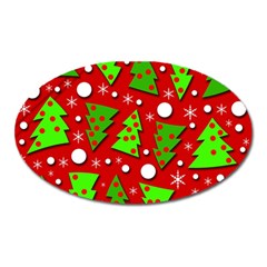 Twisted Christmas Trees Oval Magnet by Valentinaart