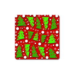 Twisted Christmas Trees Square Magnet by Valentinaart