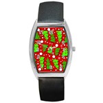 Twisted Christmas trees Barrel Style Metal Watch Front